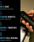 Yolaine Barber Pro Photon LED Light Therapy Facial Mask showing LED light panels on a black facial mask for skin treatment.