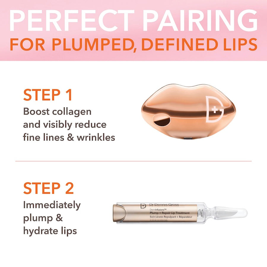 Yolaine Dr. Dennis Gross DrX Spectralite Lipware Pro, a sleek device with a curved design for lip skincare treatment.