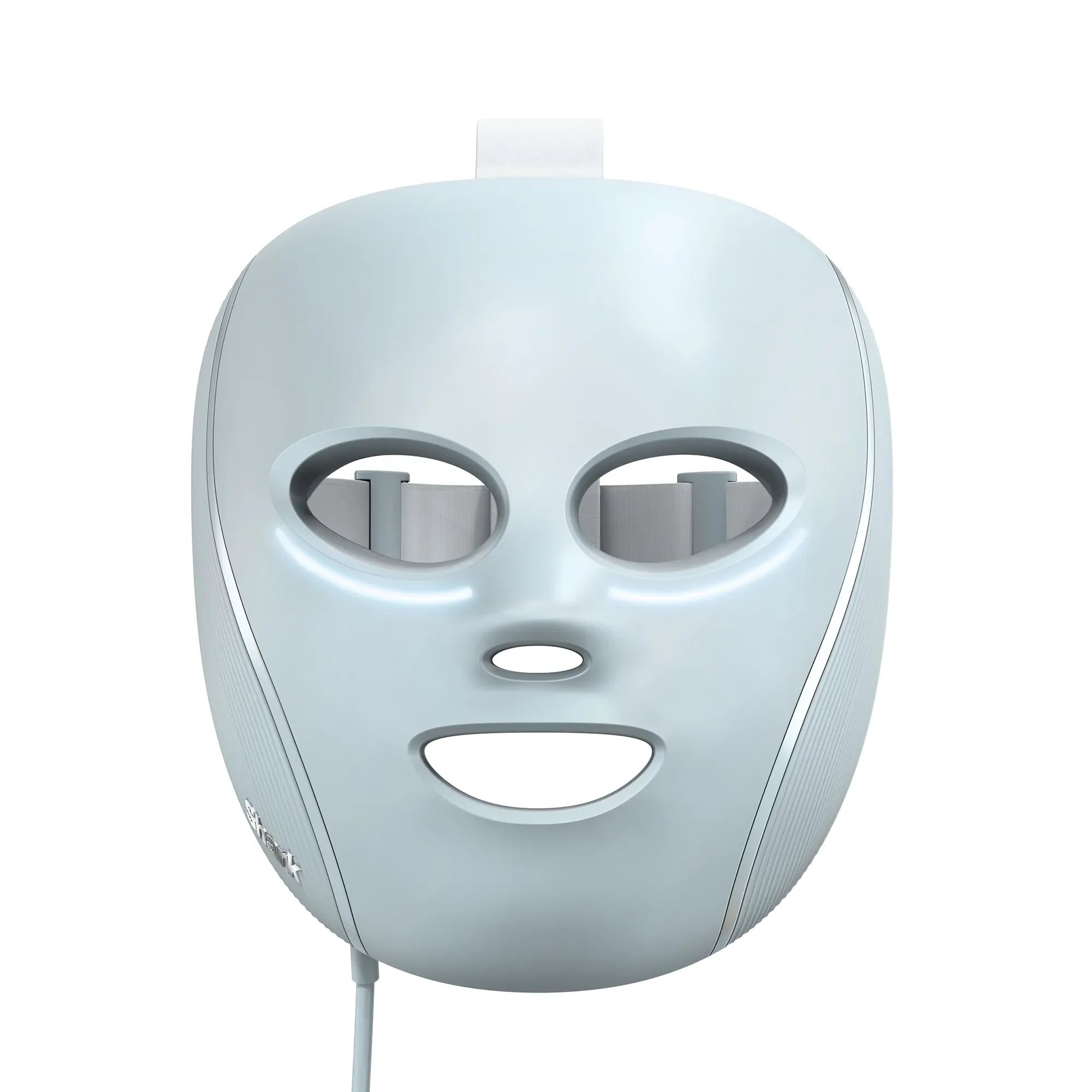 Shark CryoGlow under-eye cooling and LED face mask showing a sleek black mask with LED lights for skin rejuvenation.