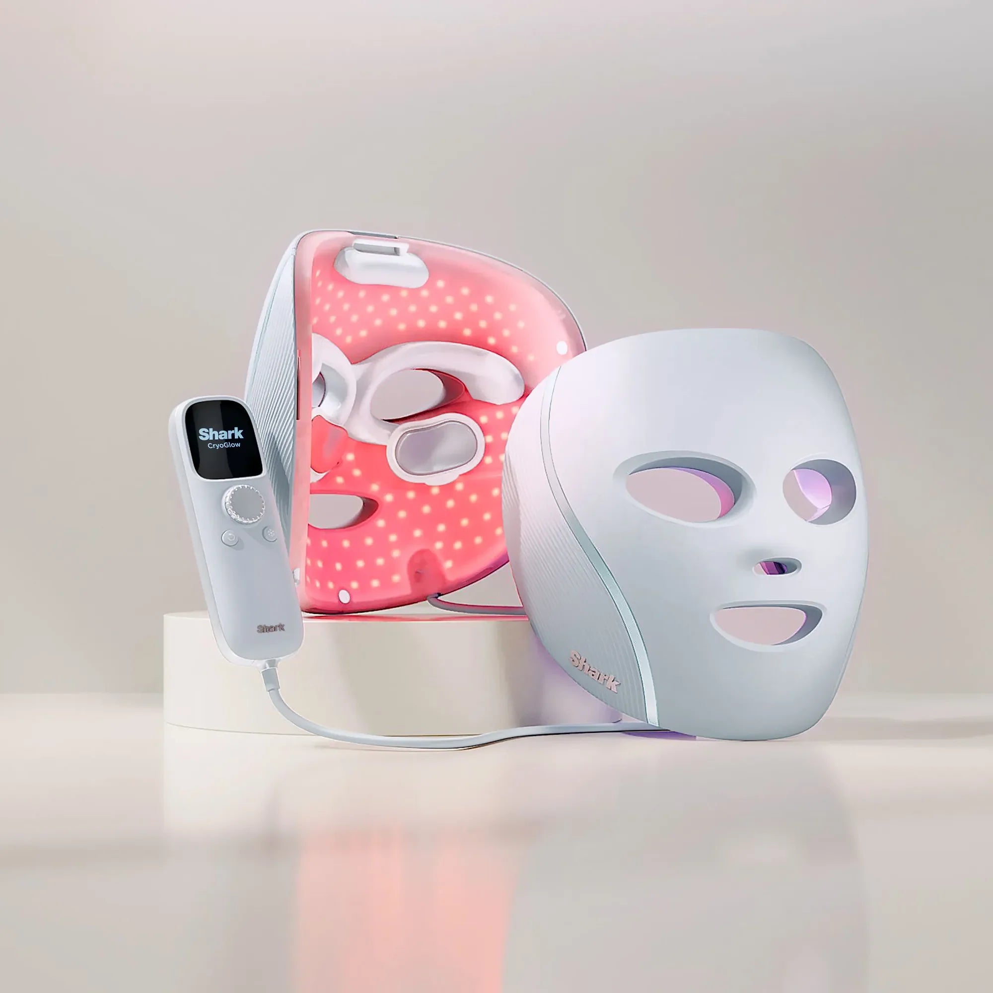 Shark Clean CryoGlow under-eye cooling and LED face mask with blue light therapy, designed to reduce puffiness and brighten skin.