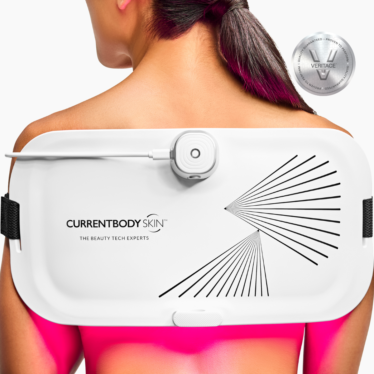 CurrentBody Skin LED Light Therapy Panel with Veritace logo, showcasing the sleek design and LED light panel for skin treatment.