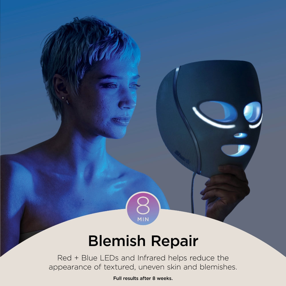 Medicube Shark Beauty CryoGlow under-eye cooling mask with blue frost LED lights for anti-ageing and blemish repair.