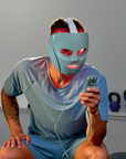 Medicube Shark Beauty CryoGlow under-eye cooling and LED mask with frosted green design for anti-aging and blemish repair.