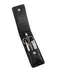 Yolaine Tweezerman Essential Grooming Kit with stainless steel grooming tools including tweezers, scissors, and nail clippers.