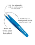Pink Tweezerman Mini Slant Tweezer with angled tips for precise eyebrow grooming, shown on a white background.
