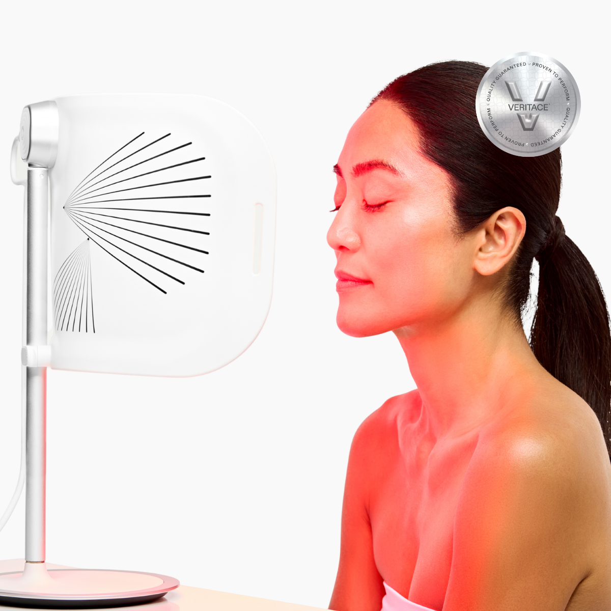 CurrentBody Skin LED Light Therapy Panel shown from the side, featuring a sleek design with multiple LED light panels for skin treatment.