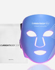 CurrentBody Skin LED Blue Light Therapy Face Mask with hydrogels, designed for skin treatment and blemish reduction.