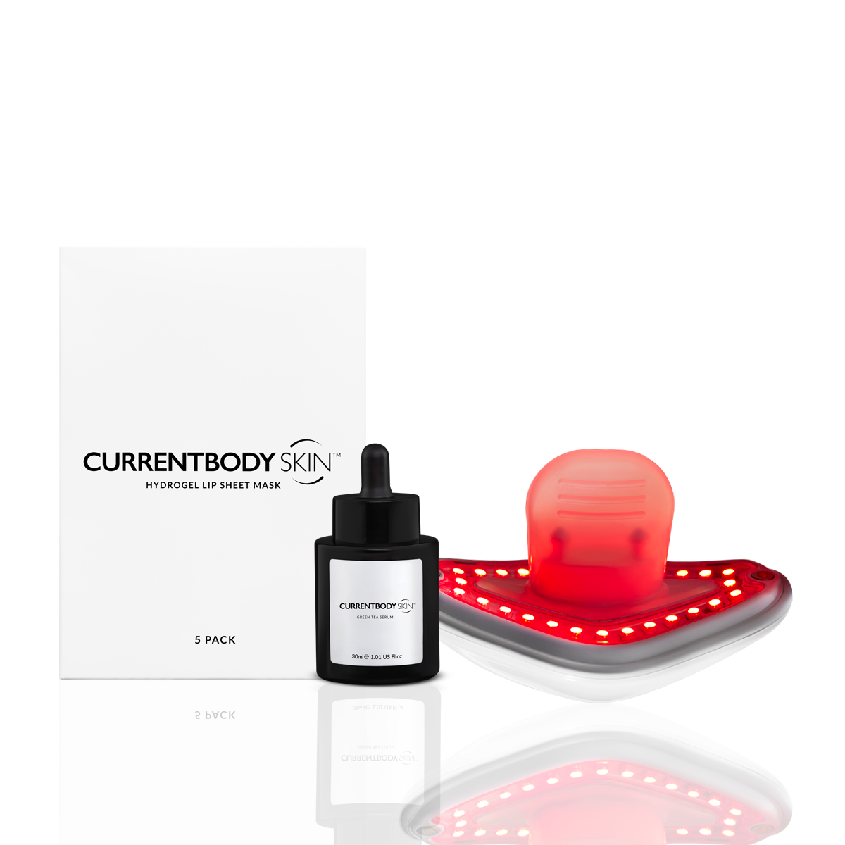 CurrentBody Skin LED Lip Mask in a special kit, featuring a sleek design for lip skin rejuvenation and therapy.