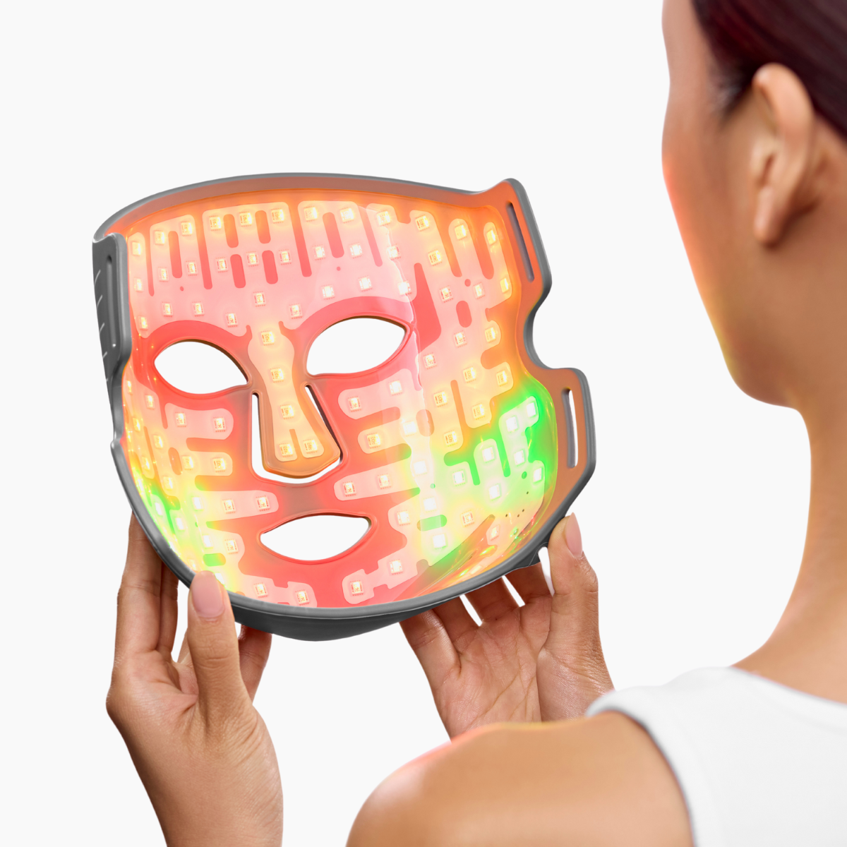 CurrentBody Skin LED Multi Light Therapy Mask with multiple LED lights for facial skin rejuvenation and skincare treatment.