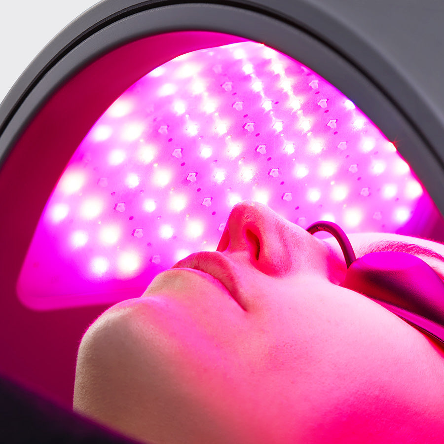 CurrentBody Skin Dermalux Flex MD LED Light Therapy Device shown with flexible panel and control buttons for skin treatment.