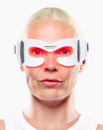 CurrentBody Skin LED eye mask showing a sleek, black design with adjustable straps for targeted facial skincare.
