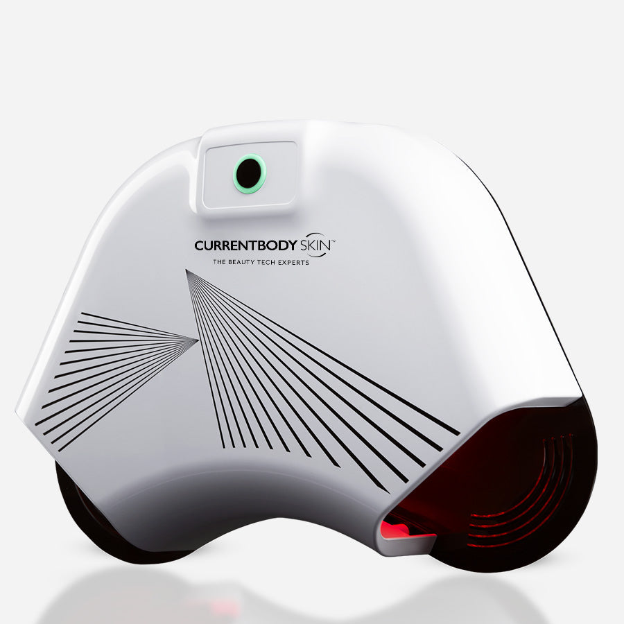 CurrentBody Skin LED hand mask with sleek design and logo, used for skin rejuvenation therapy on hands.