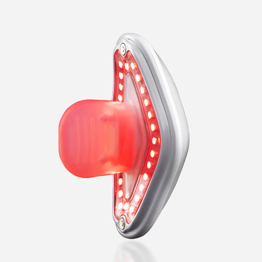 CurrentBody Skin LED Lip Mask with blue light therapy covering lips for skin rejuvenation and hydration.