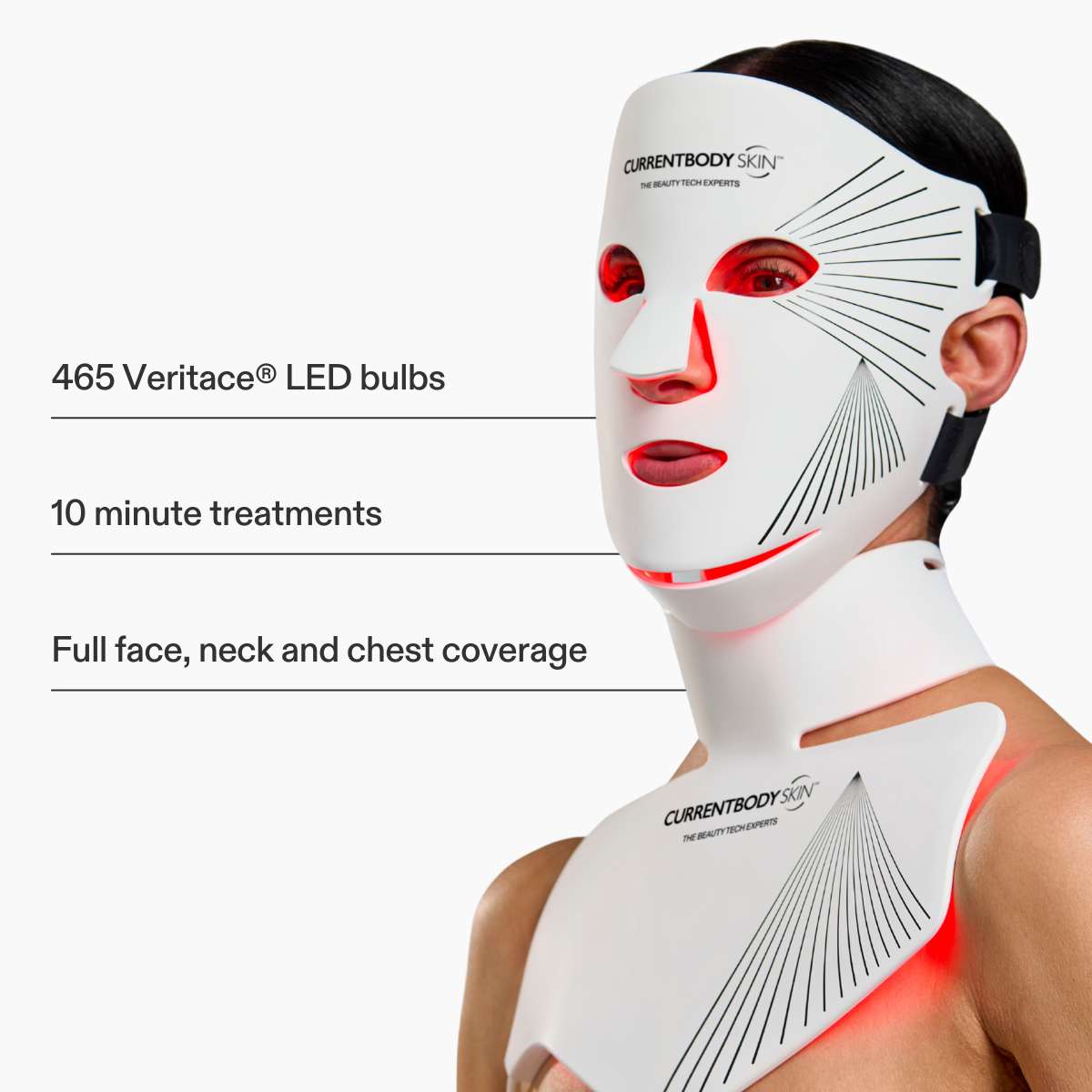 CurrentBody Skin LED Face and Neck Kit Series 2 showing the device with adjustable settings for skin treatment.