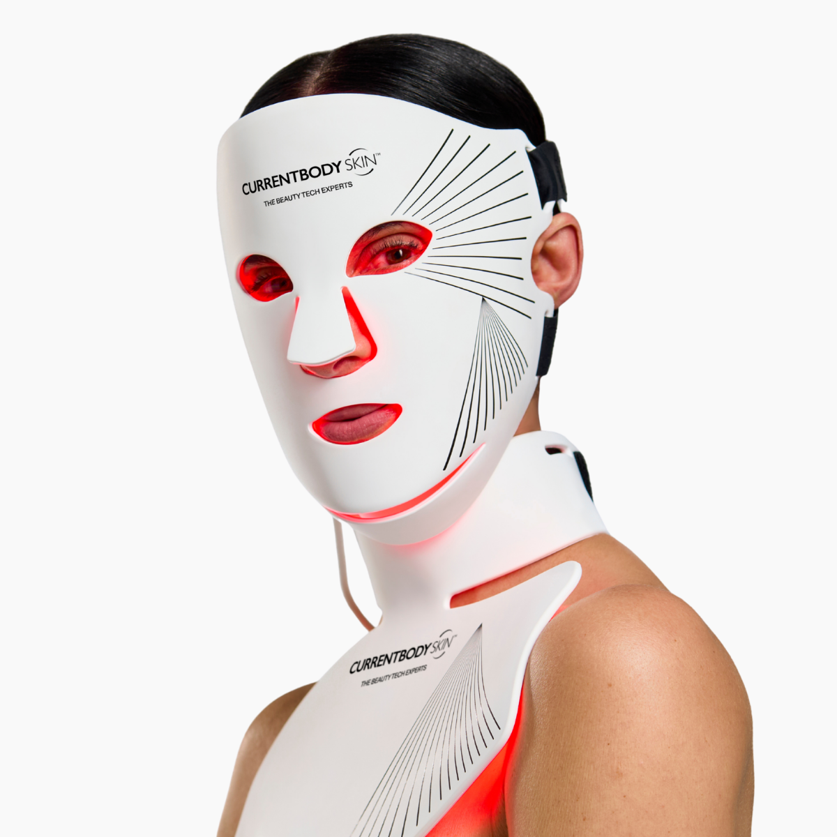 CurrentBody Skin LED Face and Neck Kit Series 2 shown from side angle, featuring the device's sleek design for skin therapy.