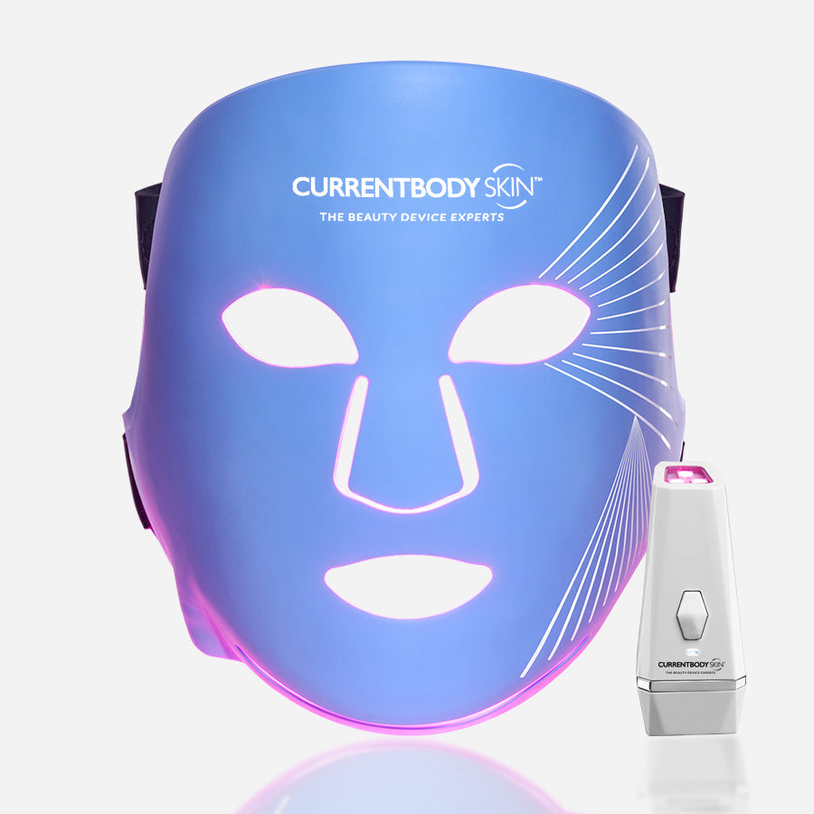 CurrentBody Skin LED Anti-Blemish Mask Series 2 with logo, showcasing a sleek black facial mask for acne treatment.