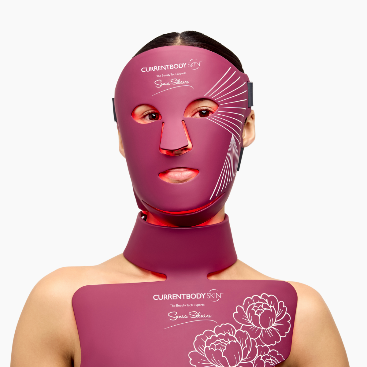 CurrentBody Skin Sonia Selaire LED Face & Neck Kit with light therapy mask for facial and neck skin rejuvenation.