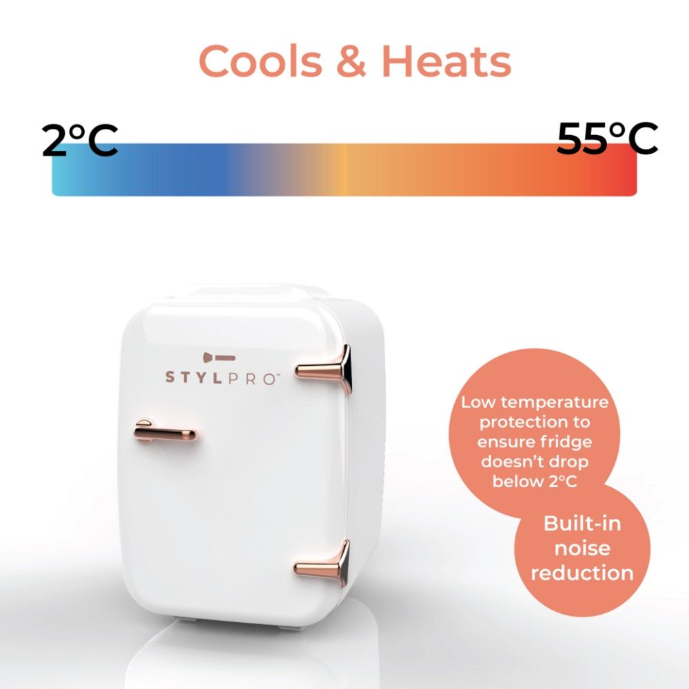 LEDMASKCONCEPT StylPro Beauty Fridge in elegant rose gold, compact skincare fridge with sleek design for keeping beauty products cool
