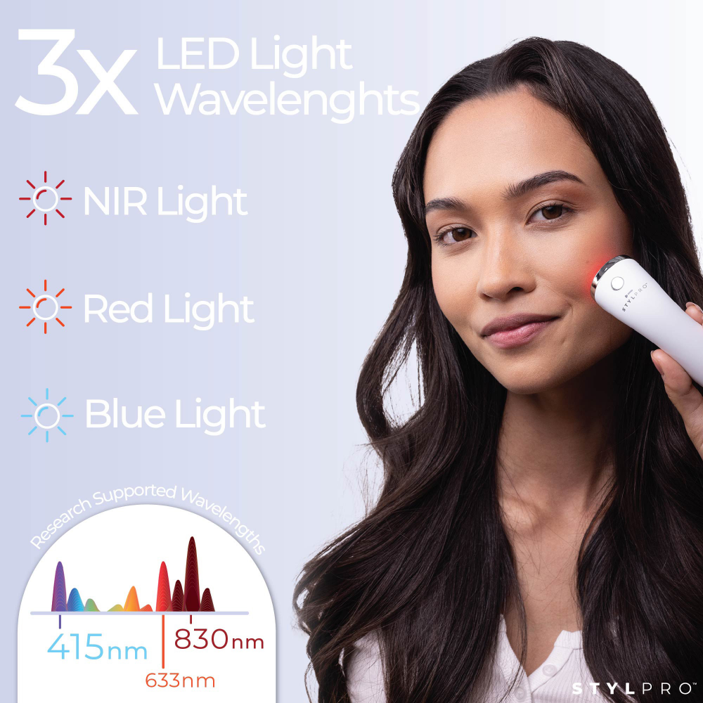 StylPro Mini LED Wand by LEDMASKCONCEPT showing a compact handheld LED light device with adjustable settings