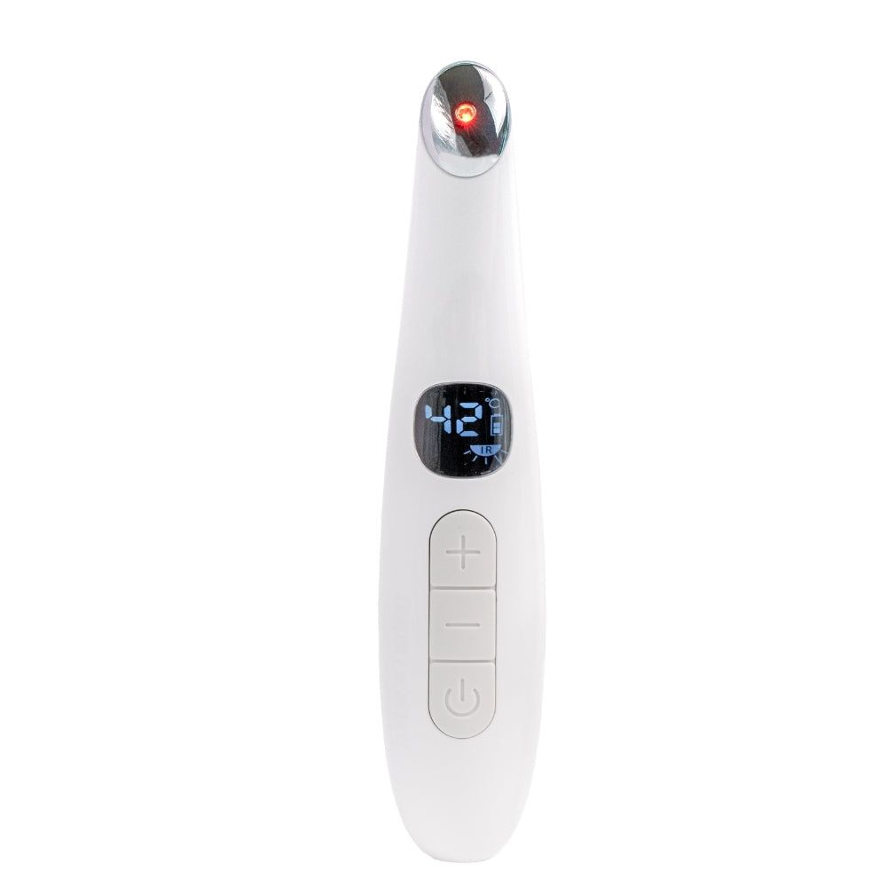 LEDMASKCONCEPT StylPro Bags Be Gone heated eye massager with adjustable straps, soft fabric, and built-in controls for relaxing eye relief.