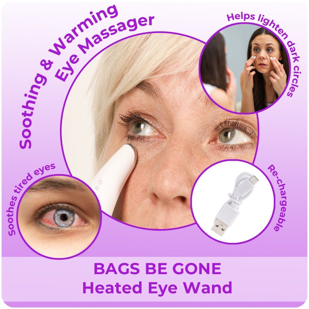 LEDMASKCONCEPT StylPro Bags Be Gone heated eye massager with adjustable straps and soft fabric for relaxing eye relief.