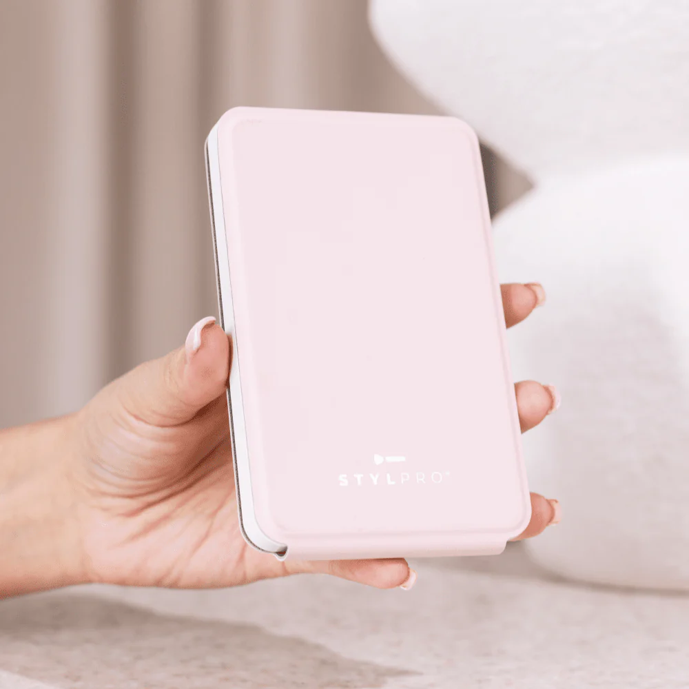 LEDMASKCONCEPT StylPro LED Mini Mirror with bright light and compact design, ideal for makeup and skincare routines.