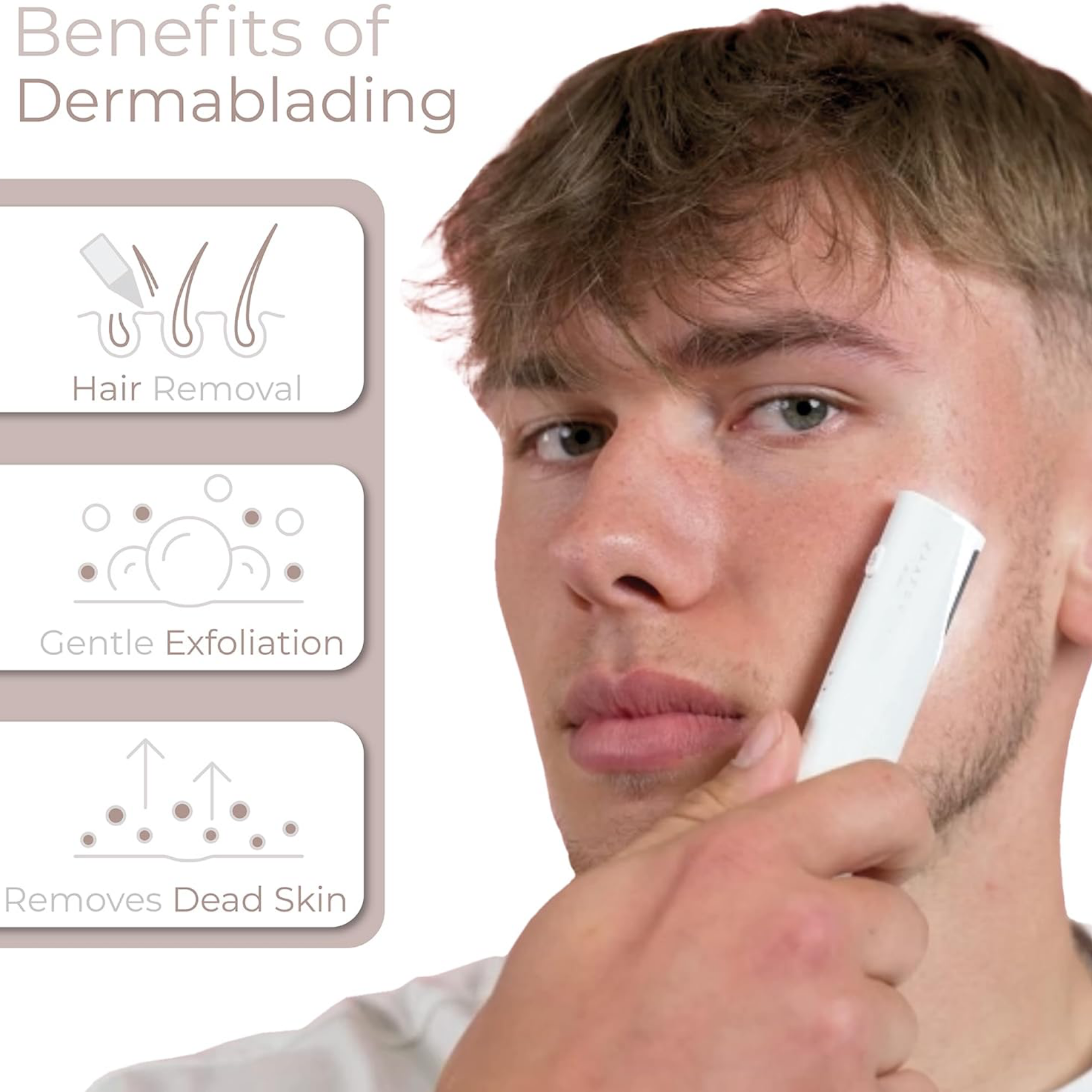 LEDMASKCONCEPT StylPro 2-in-1 Light Up Sonic Dermaplane and Trimmer device with illuminated head and sleek design.