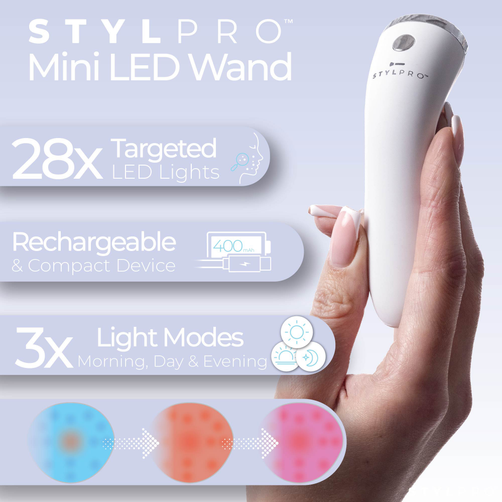 Mini LED Wand by LEDMASKCONCEPT with bright LED lights and sleek design for versatile skincare or beauty treatments.
