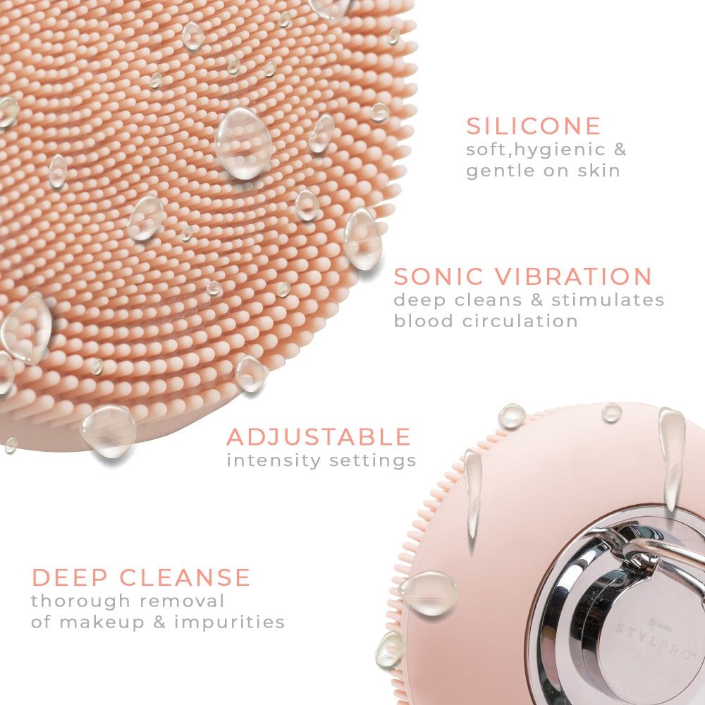LEDMASKCONCEPT StylPro Routine Facial Cleansing Device with rotating brush and gentle silicone tips for deep skin cleansing.