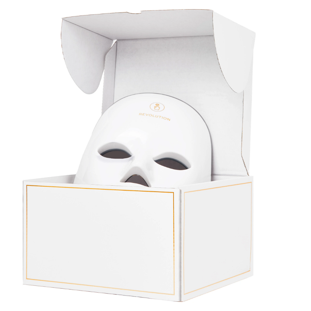 Makeup Revolution Revolution Pro Miracle LED Face Mask with adjustable straps and LED light panel for skincare treatment.